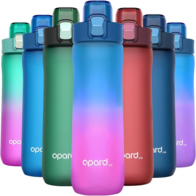 Opard 20oz Plastic Water Bottle Dishwasher Safe, Leakproof Flip-Top Lid, BPA Free Tritan, Wide Mouth Reusable Kids Water Bottle for School Hiking Commuting Outdoor Travel and Gym