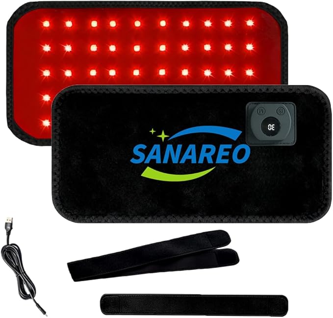 Red Light Therapy Belt for Body, Portable 660nm & 850nm Near Infrared & Red Light Therapy Device Features 4 Timer Modes for Back Waist Calves Arms for Women and Men（Black Lite）