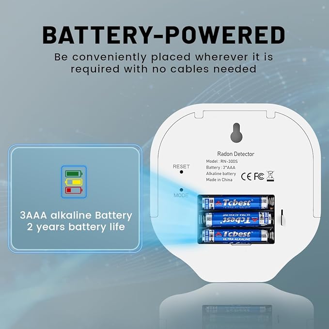 RadonSense Hello Radon S,E-Ink Display Radon Detector for Home,Alpha Spectrometer Sensor&2 Years Battery,Wall Mounted&Free Standing,PCi/L & Bq/m³ Units Switchable