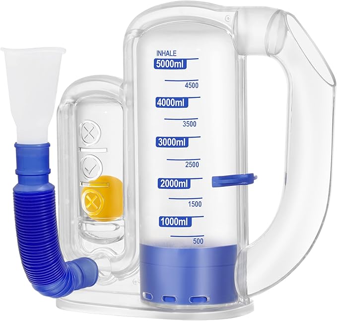Incentive Spirometer Adult, Breathing Exercise Device for Lungs, 5000ml Capacity for Deep Inhalation, Durable Medical-Grade PC Material | Airflow Indicator for Steady Inhalation Practice