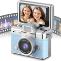 Mini Camera with Flip Screen, 2026 New Mini Digital Camera with 1.47 in LCD Screen, 1080P FHD Recording with 0.96" IPS Screen with 6 Retro Filters AVI, 32GB No Memory Card Included (Blue)