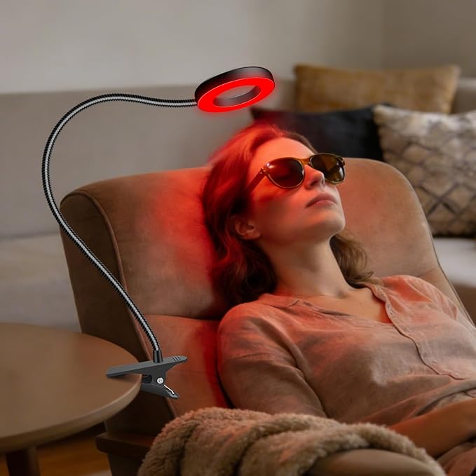 Red Light Therapy for Face and Body Use, 660nm Red and 850nm Near Infrared Red Light Therapy Lamp with Clip and Angle Adjustable, Small and Portable, Suitable for Home or Travel Use, Black