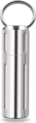 SHD Pill Holder Keychain,Titanium Waterproof Single Pill Box Container,Portable Small Pill Case for Outdoor Travel Camping