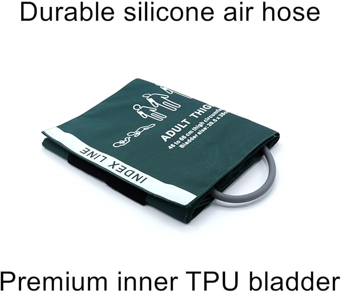 Universal NIBP Cuff with BP12 Connector for Thigh, 46-66 cm Reusable Single Tube Nylon Replacement BP Cuff with Inner Airbag for Blood Pressure Monitor Machine