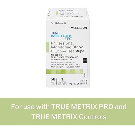 McKesson True METRIX Blood Glucose Test Strips for Diabetes [50 Strips] Professional Monitoring System, Multiple Patient Use