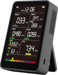 Professional Indoor Air Quality Monitor with AQI Alerts, Portable Real-Time Detector for Home, Car, Plants & Pets (Black)