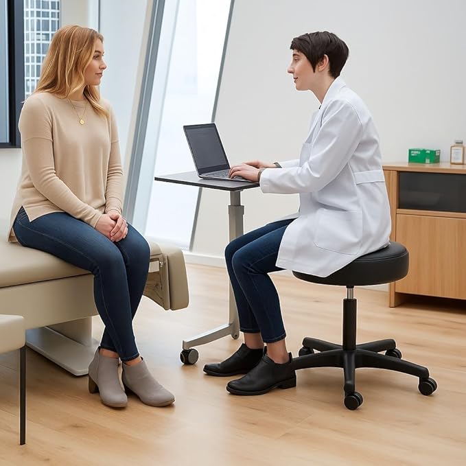 TAKE UR SEAT® All-Purpose Stools with Adjustable Seat and Easy Clean Performance Fabrics for Cleanroom Lab Medical Office Classroom Shop Garage Spa Massage Tattoo (17" Black)