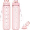 32oz Water Bottle with Time Marker, Motivational Drinking Bottle with Strap, BPA-Free Leak-Proof, Encouraging Water Bottle Time to Drink Water for Gym School Office Travel