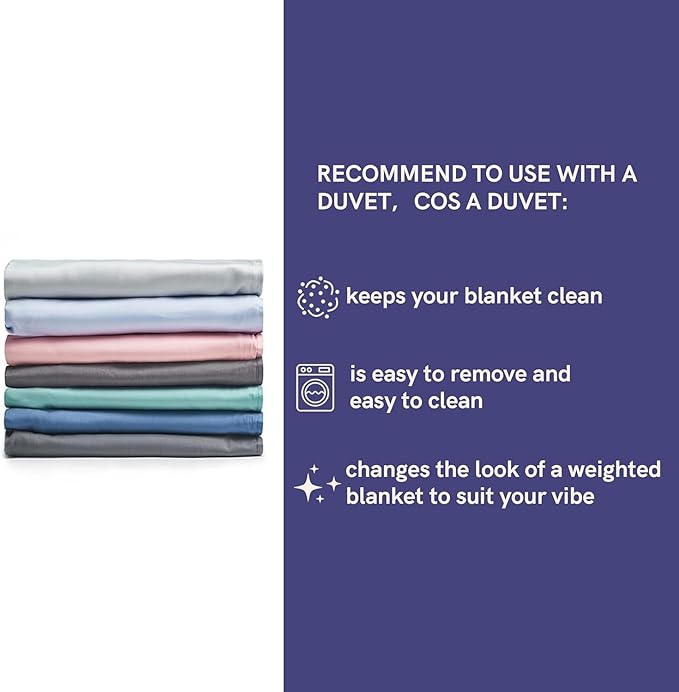 YnM 20lbs Weighted Blanket for Adults, Linen Heavy Bed Throw Blanket with Cooling Glass Beads for All Season Use, Ideal for ~190lbs (60x80 Inches, Queen, Campanula)