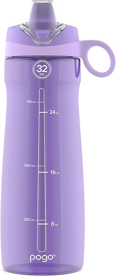 Pogo Plastic Water Bottle with Straw Lid and Carry Handle, Reusable, BPA Free, Dishwasher Safe, Perfect for Travel, School, Outdoors, and Gym | 32oz, 40oz