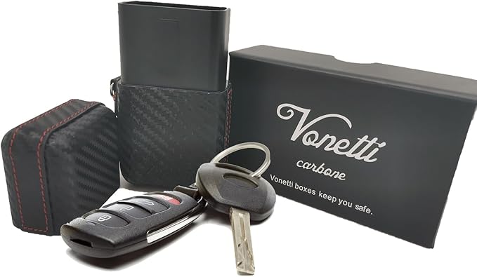 VONETTI Carbone Faraday Box for Car Keys- Anti-Theft Car Key Signal Blocking Pouch, RFID Keyless Entry Key Fob Protector & Blocker Blocking Cages- Car Accessories Gift for Men and Women