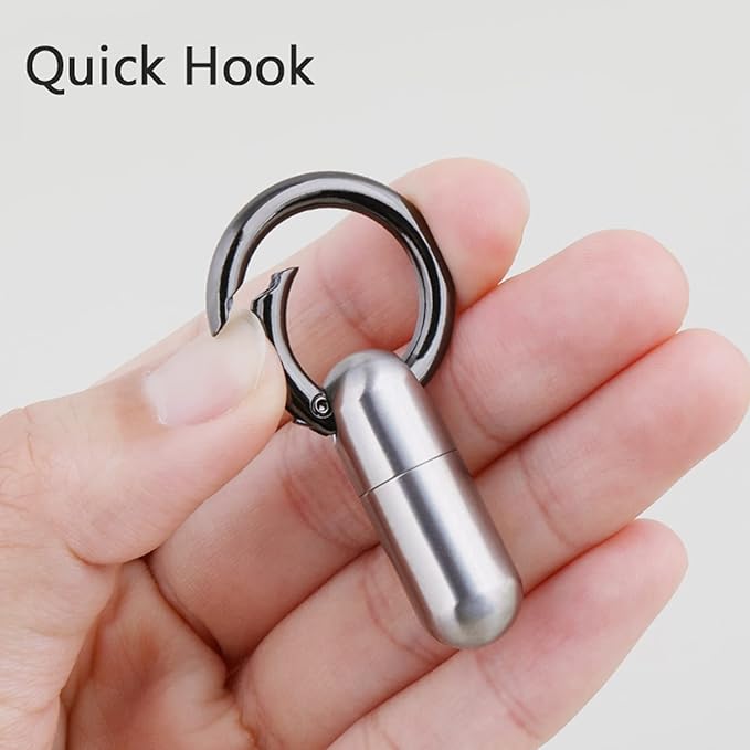 Micro Pill Fob Keychain, Titanium Pill Holder Necklace, Waterproof Outdoor Pill Capsule Container, Lightweight Daily Travel Pill Case Carrier for Camping Emergency First Aids