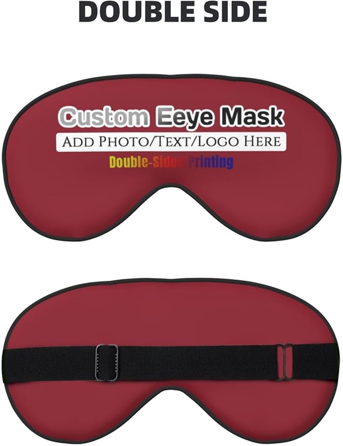 Custom Eye Mask for Sleeping Personalized Your Photo Text Logo Adjustable Strap Sleep Mask Customized Soft Blindfold Eyemask Blackout Eye Cover for Men Women Home Travel Offices Cardinal