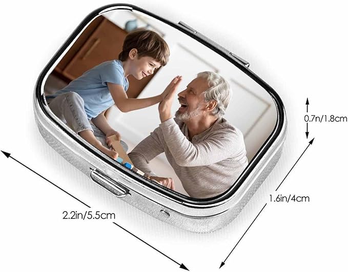 Custom 2 Compartment Pill Box, Personalize It to Add Any of Your Text and Images, Portable Pill Box Storage for Travel, Pocket Or Purse Pill Box Decorative Metal Medication Vitamin Organizer