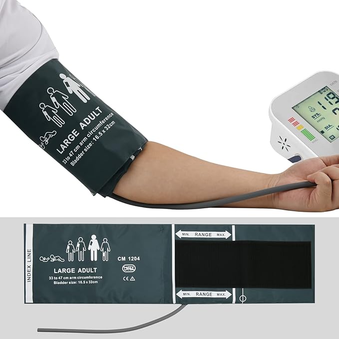 Cosmos Blood Pressure Monitor Replacement Cuff with Metal Air Hose Connector for Blood Pressure Monitor and Machine for 33-47 cm Upper Arm Circumference (Large Adult Size)