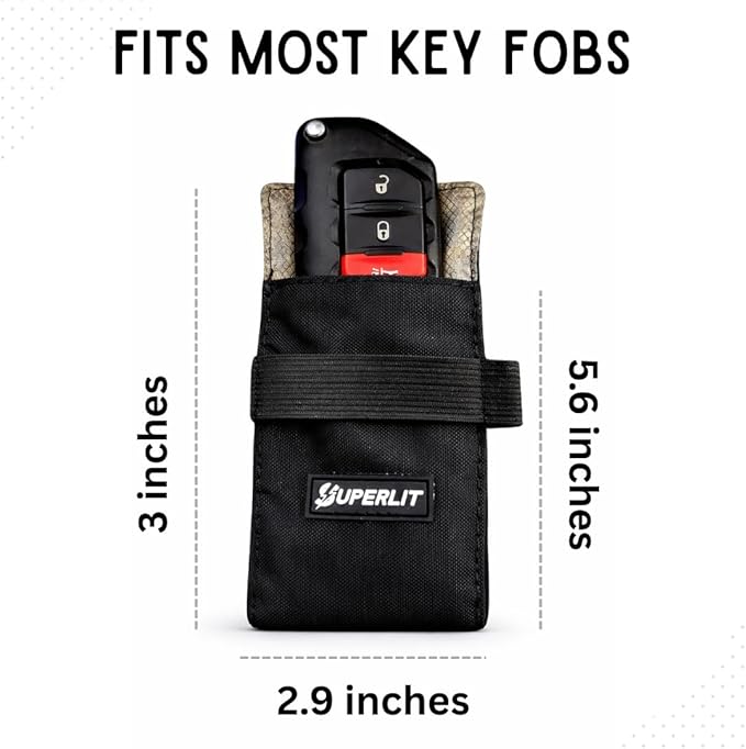 SUPERLIT Faraday Pouch for Key Fob, (2-pcs) Antitheft Car Keys Keyless Entry RFID Frequency Pouch Signal Blocker Protection Device, Remote Keys Starters Protector, Anti-Hacking Electronics Frequency