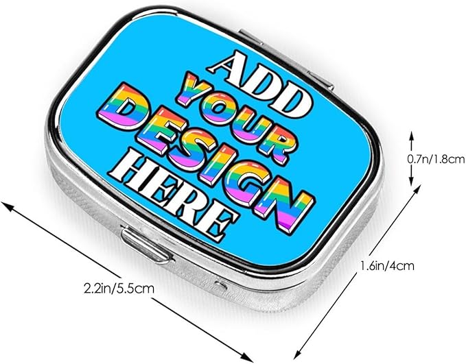 Custom Pill Case, Medicine Pill Box Organizer Container Travel Pill Holder Vitamin for Purse Med Wallet Portable Mini Pastillero Square, Deep Sky Blue, Personalized Gifts