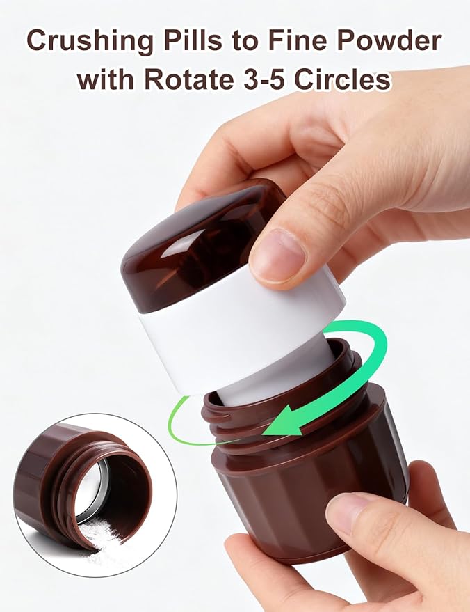 3-in-1 Pill Crusher with Pill Cutter and Storage, Splitte Pills, Tablets, Vitamins and Grind to Fine Powder, for Small or Large Pills (Not Suit for Capsule Drugs)