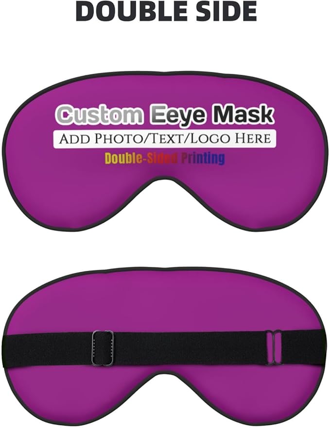 Custom Eye Mask,Add Your Image Text Personalized Sleep Shade Soft Blindfold Eyemask Blackout Eye Cover with Adjustable Strap for Sleep,Travel,Nap Light Purple