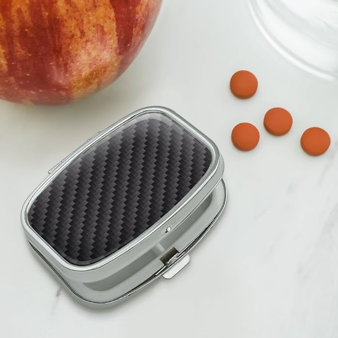 Carbon Fiber Pattern Rectangle Pill Case Trinket Gift Box