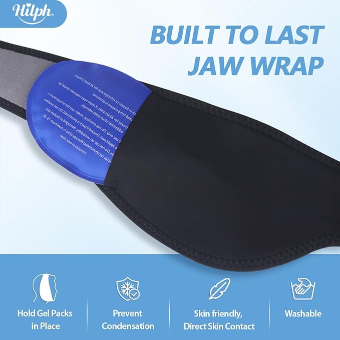 Hilph Face Ice Pack Wisdom Teeth Ice Pack Head Wrap with Washable Jaw Wrap and 4 Replacement Hot Cold Pack for Facial Oral Surgery, TMJ, Tooth Extraction, Dental Surgery, Tonsillectomy Recovery Grey