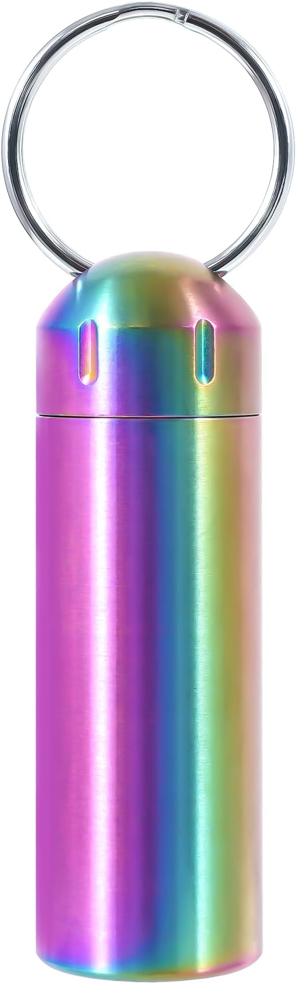 VTAR 100% Waterproof Stainless Steel Pill Case - Leakproof Single Compartment Pill Organizer, Portable Travel Keychain Pill Box for Purse Pocket (Small Pill Container)