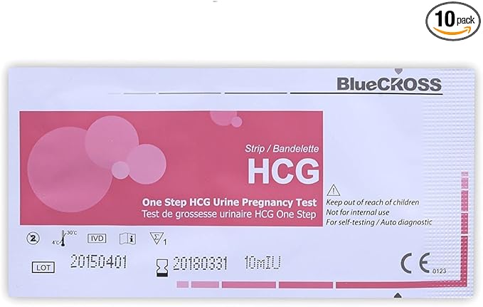 BlueCROSS 10 MIU Early Pregnancy Test Strips (HCG Test Strips) (Pack of 10)
