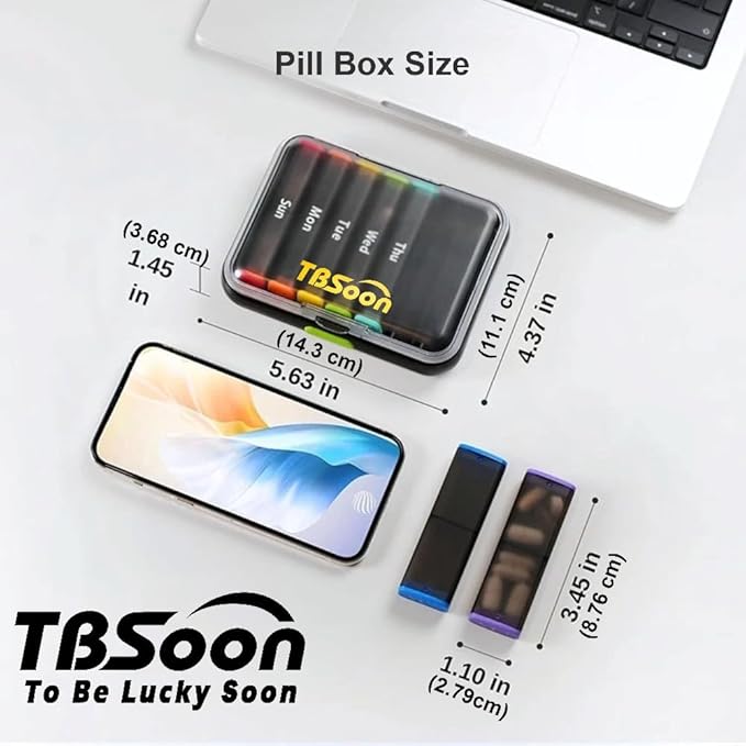 7 Day Medicine Pill Organizer, 14 Large Compartments (Each Day Can Take Apart Use Alone),Moisture-Proof,Dust-Proof, Travel Weekly/Daily Pill Box/Organizer/Case/Container/Dispenser, AM/PM 2 Times a Day