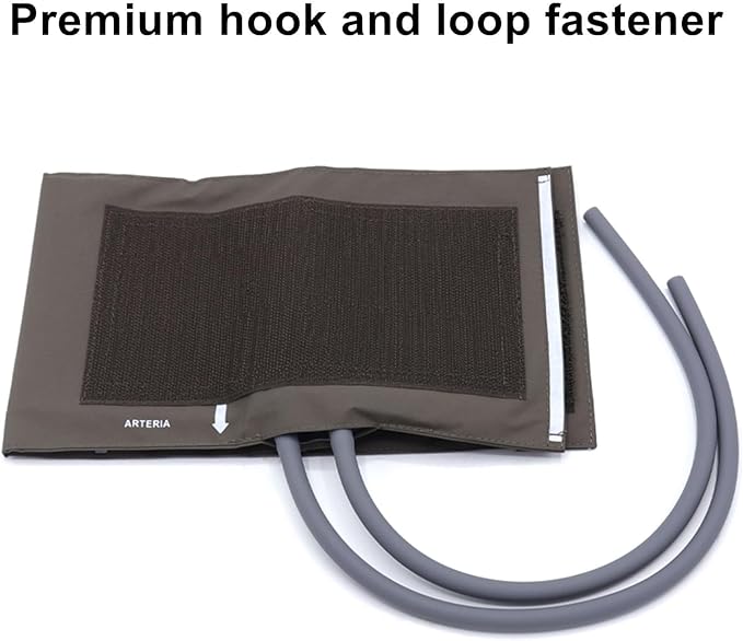 Blood Pressure Cuff with Dual Tubes for Adult 27-35 cm, Reusable PU Brown Replacement Blood Pressure Cuff, No BP Connector