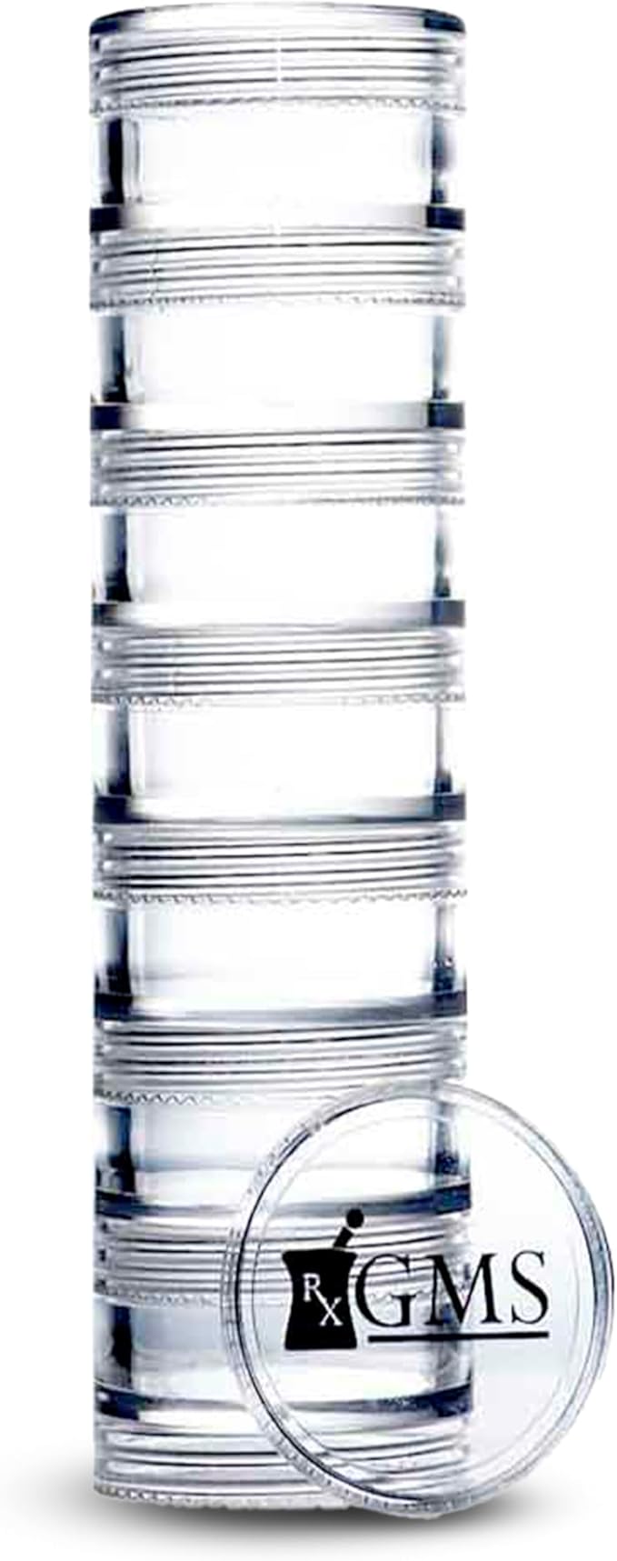 GMS 7 Day Medicine Pill Organizer - Unbreakable Clear Stackable Pill Box, Easy to Screw Together Lid - Ideal for Travel, Fits Small Tablets & Vitamin Supplements, Organize Weekly Medicine, Extra Small