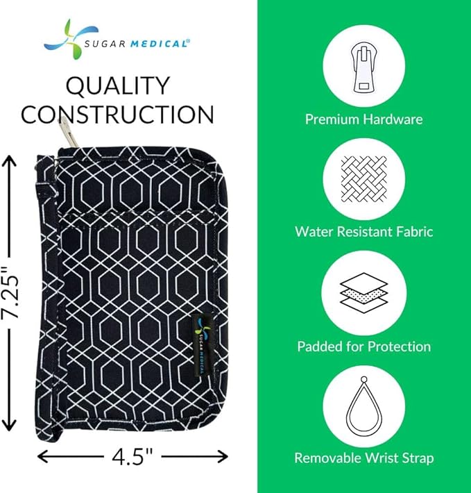 Sugar Medical Diabetes Supply Case | Medical Supplies Travel Bag | Glucose Meter Organizer | Diabetic Care Products | Glucometer Kit (Geometric)
