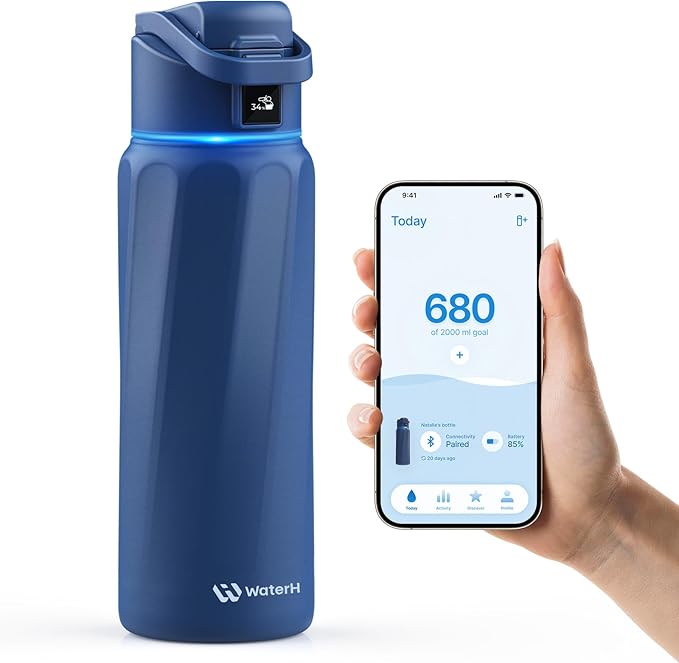 BOOST Smart Water Bottle with Reminder & Tracker, Double Wall Vacuum Insulated Bottles Stainless Steel, 32oz BPA-Free Wide Mouth for School, Gym, Office, Ideal for Mother's Day