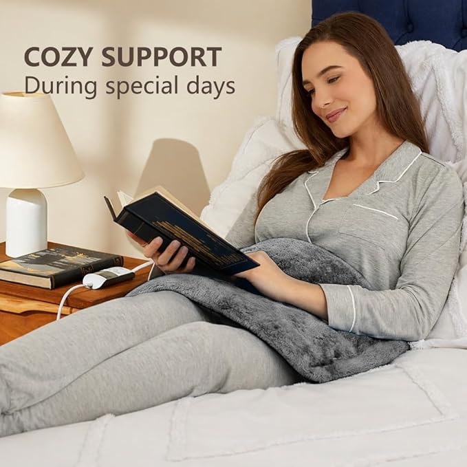 Boncare® Ultra Plush XL Heating Pad for Neck and Shoulder and Back with Auto-Off, Stay-On Warmth Up to 18 Hours, 6 Heat Levels, 12.6 ft Cord for Bed Foot Warmer with Gift Box (Warm Pebble, 12"x24")