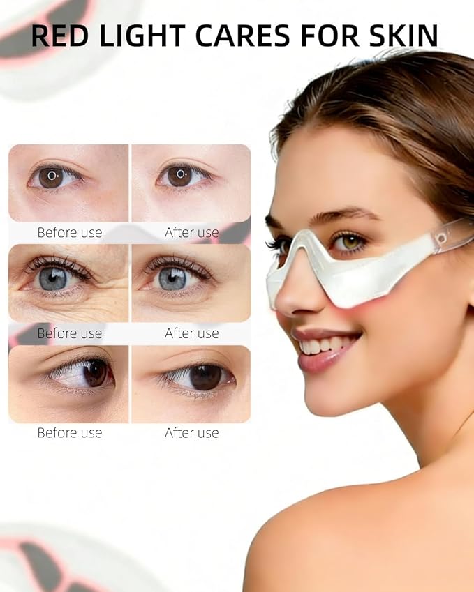 Under Eye Red Light Therapy Glasses, Red Light Therapy Device for Eyes, Eye Pods for Eye Bags, Lightweight Eye Massager for Women & Men Gift, Eyepods for Dark Circless Eye Strain