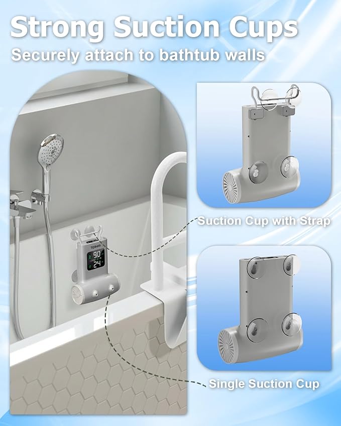 Portable Bath Jets for Tub: Jet Spa for Bathtub with 5-Speed,Bath Jet/Bubble Mode, IPX8 Waterproof, LED Screen,Rechargeable Bathtub Jets with 8 Suction Cups, Birthday Gifts for Women - Beige