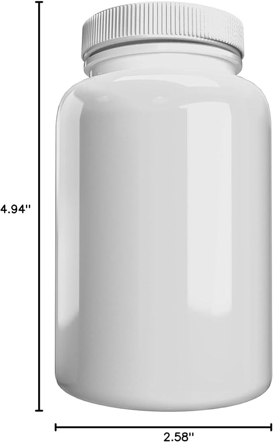 Company White Pill Bottle with Lid, Storage, Plastic Container, 300 cc Capacity (6)