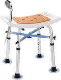 Shower Chair Bath Stool Seat 350 Lbs, Height Adjustable Bath Bench with Padded Seat for Seniors, Shower Stool Chair for Inside Shower, Shower Seat Stool with Heavy Duty Crossbar Support (Orange)