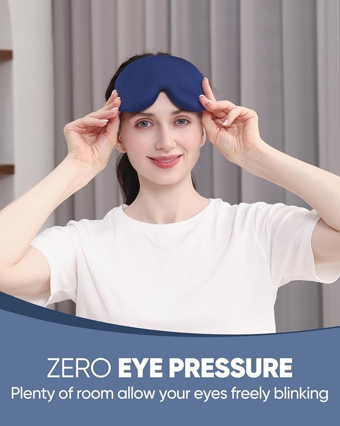 Sleep Eye Mask for Men Women 2 Pack 3D Contoured Cup Sleeping Mask & Blindfold, Concave Molded Night Sleep Mask, Block Out Light, Soft Comfort Eye Shade Cover for Travel Yoga Nap, Black & Blue
