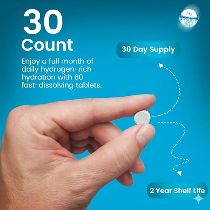 Hydrogen Water Tablets 12 PPM – Molecular H₂ Tablets with Magnesium | h2 tab Lab Tested Antioxidant Support for Energy, Cellular Health, Recovery & Cognitive Function, 30 Count, Raspberry