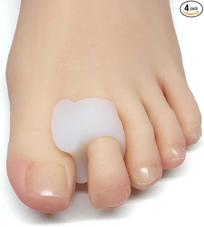 ZenToes Gel Toe Separators for Overlapping Toes, Bunions, Big Toe Alignment, Corrector and Spacer - 4 Pack (White)