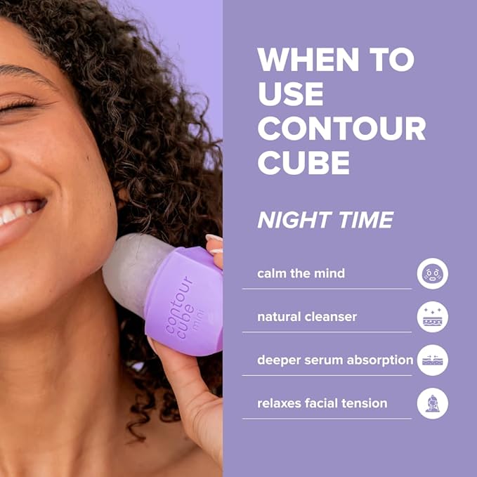 Contour Cube Original - Ice Roller for Sculpting & De-Puffing - Face Ice Roller & Massager with BPA-Free Silicone - Ice Mold for Face - Skin Care Tools for Daily Skincare (180ml) - Violet