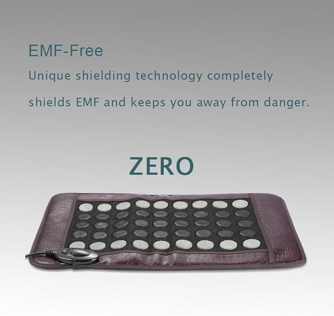 Far Infrared Heating Pad for Back and Shoulder, Jade & Tourmaline Stones, EMF-Reducing, Deep Warming Heat Mat with Adjustable Temperature & Timer for Home Relaxation(2025 Upgraded)
