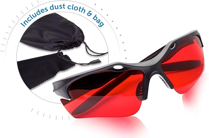 Sleep Savior Sport Red Lens Night Glasses - Light Blocking Glasses for Better Sleep - Eliminate Eye Strain