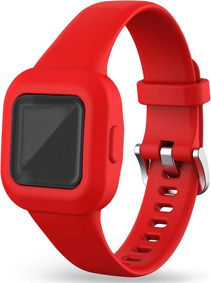 FitTurn Band Compatible with Garmin vivofit jr. 3 Bands Kids Replacement Accessory Soft Silicone Band 130-175mm Size for vivofit jr 3 Fitness Tracker Ages 4+ for Kids Wristbands (Red)