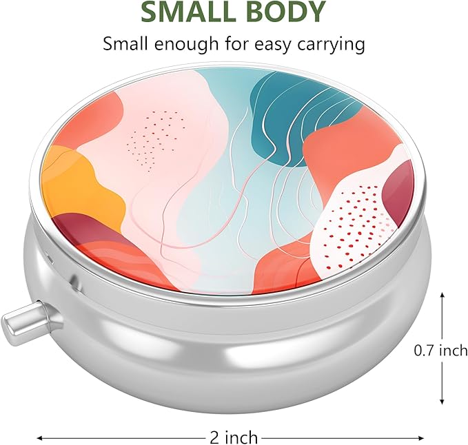 Nipichsha Pill Box, Small Pill Case for Purse & Pocket, Cute Travel Medicine Organizer, Portable Medicine Container Holder to Hold Vitamins, Medication, Fish Oil & Supplement, A03-Art Style Pattern