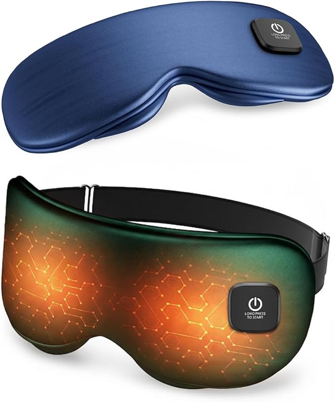 Heated Eye Mask - Cordless Eye Mask for Dry Eyes, Eye Relief, Improved Sleep, Washable Eye Heating pad for Travel and with Replaceable Shell (Green)