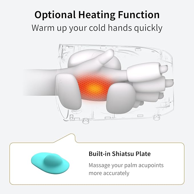 FIT KING Cordless Hand Massager with Compression & Heating, Fingers Wrap Massage for Arthritis Pain and Carpal Tunnel, Large Space for Both Men and Women (Blue)