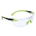 3M Safety Glasses, Solus 1000, S1201SGAF, ANSI Z87, Scotchgard Anti-Fog Lens, Green/Black Frame, Half-Frame, Padded Temple, Soft Nosebridge, UV Protection, Premium Eye Protection