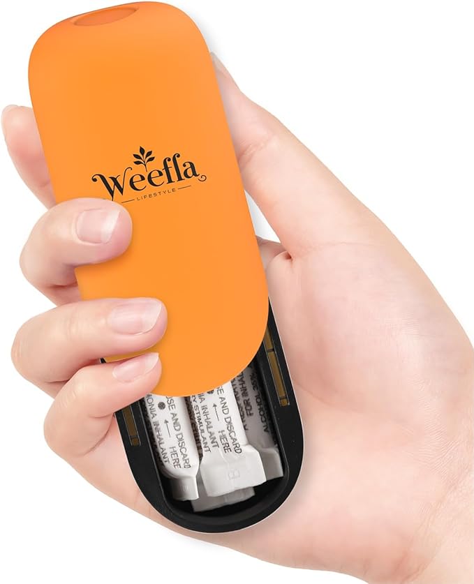 Empty Carry Case for Ammonia Inhalants Smelling Salts Ampules, Single Pill Organizer for Purse, Compact Travel Container for Supplements (1 PC Amber)