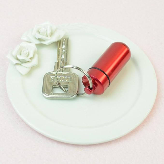 Waterproof Aluminum Pill Box Case Bottle Cache Drug Holder Keychain Container 6 Pcs,6 Color